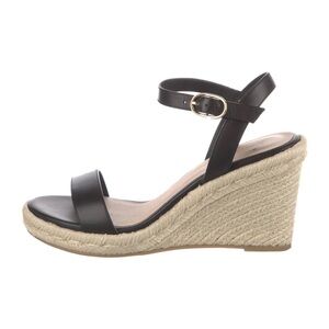 Stuart Weitzman Black and Tan Espadrille Wedges